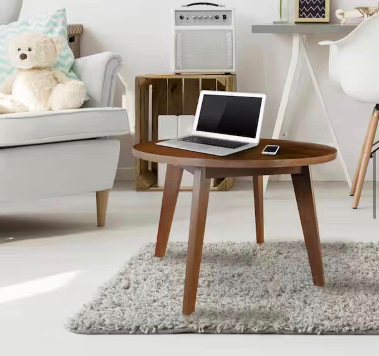 24 in. Walnut Round Hardwood Coffee Table
