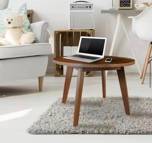 24 in. Walnut Round Hardwood Coffee Table