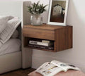 Dark Walnut Brown Rectangle Wood  Nightstand