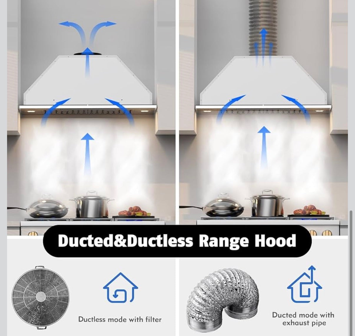 36 Inch Range Hood Gesture & Touch Control