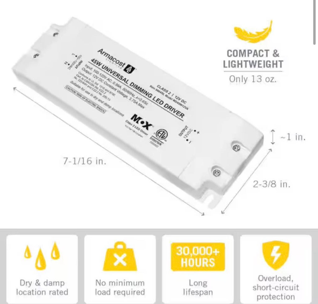 45-Watt Universal Dimmable 12-Volt DC LED Driver TRIAC