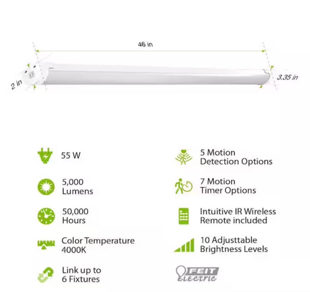 Motion Sense Shop Light with Remote