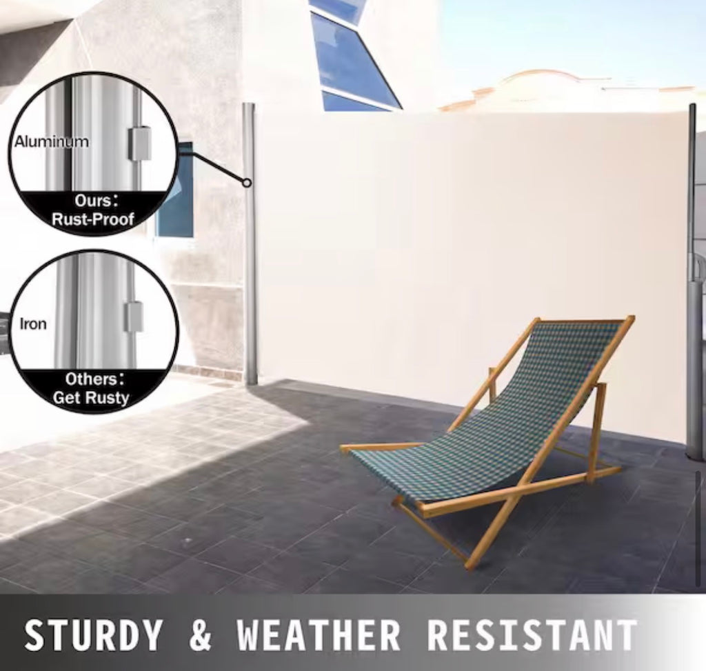 118 in. x 71 in. Retractable Side Awning Patio Screen Room Divider