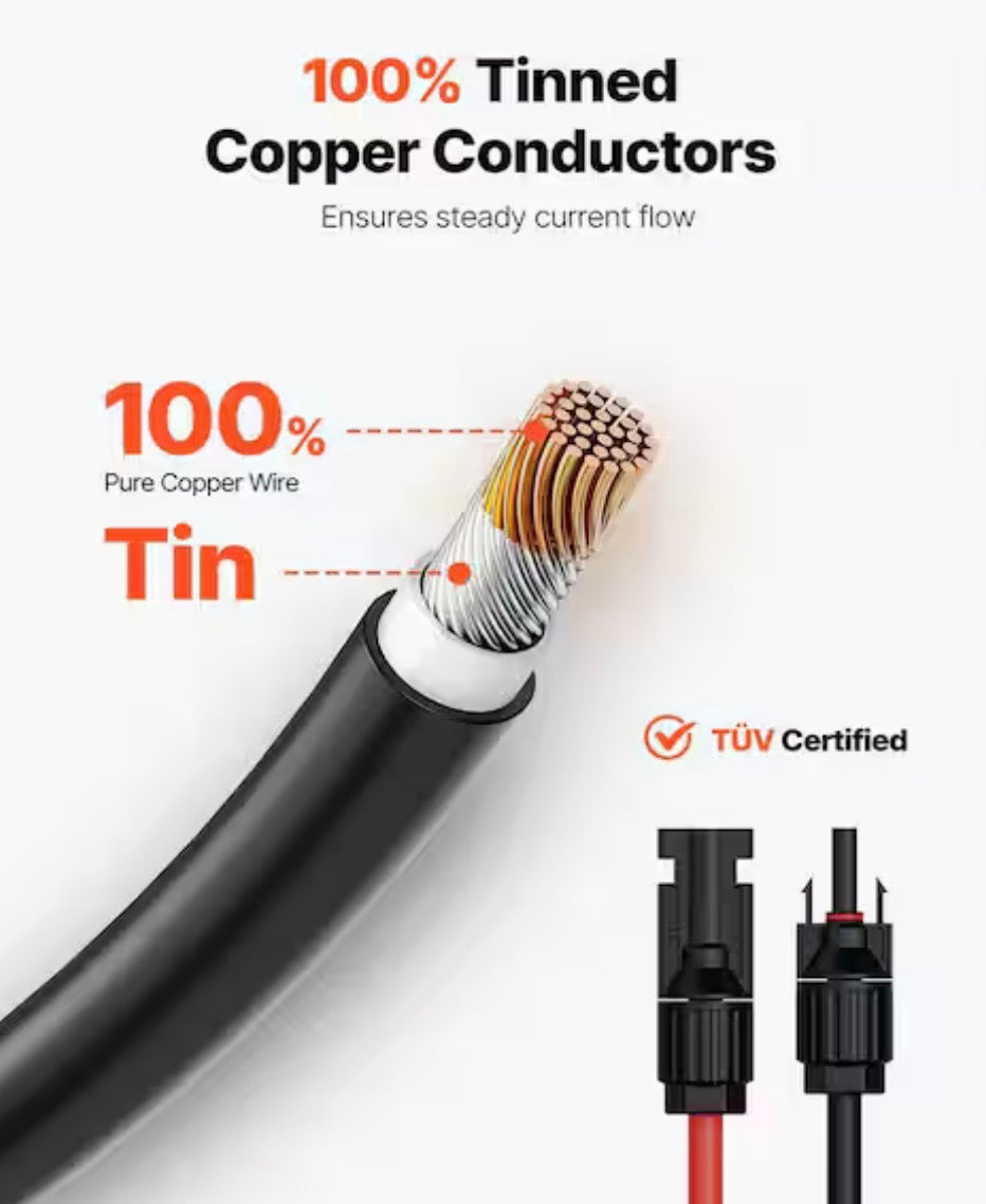 30 ft. 10AWG Solar Panel Extension Cable