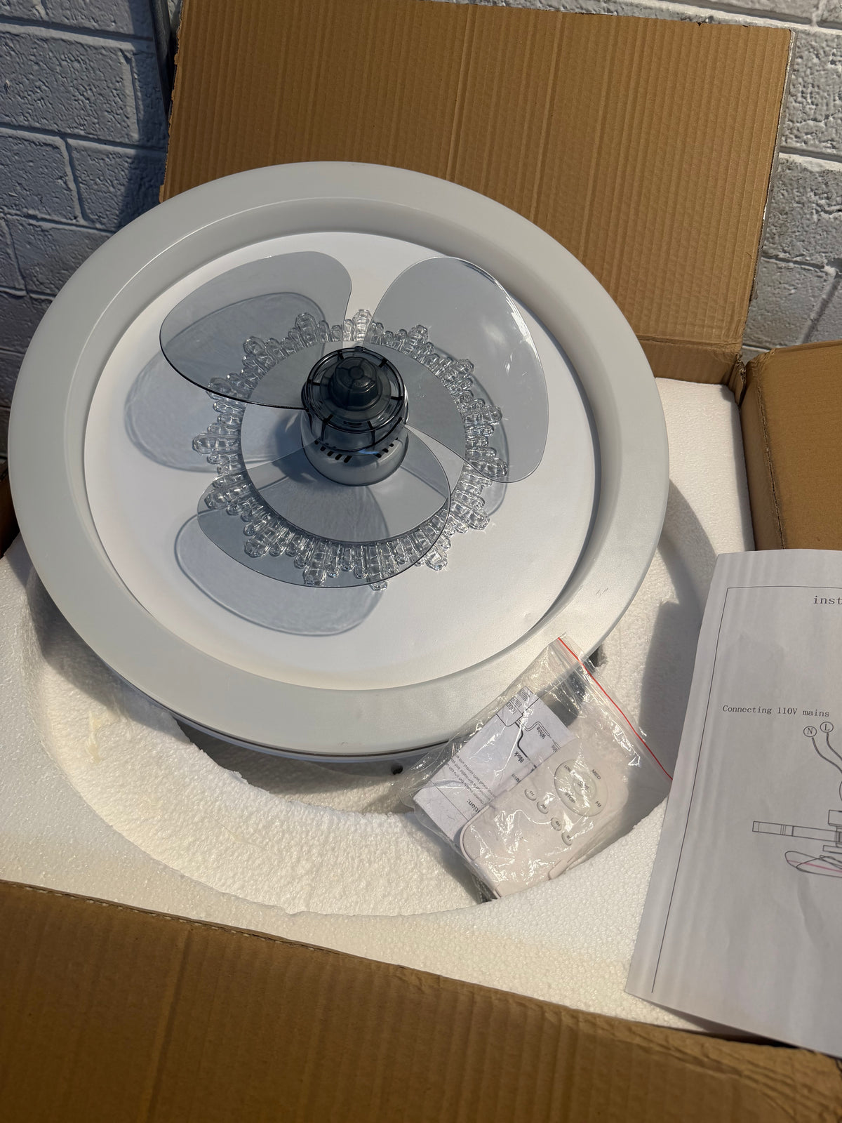 18 in. Modern Crystal Decor LED Ceiling Fan (used)