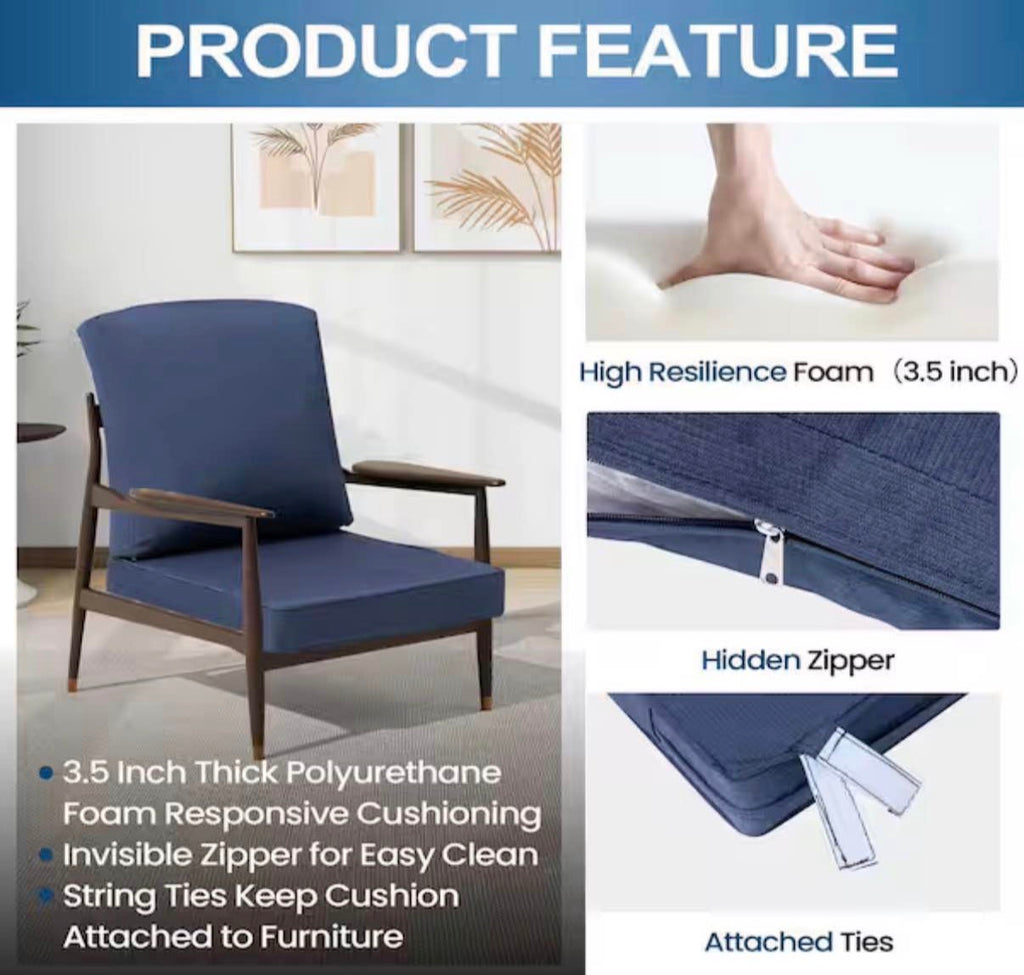 21 in. x 22 in. Outdoor Chair Cushion in Navy Blue