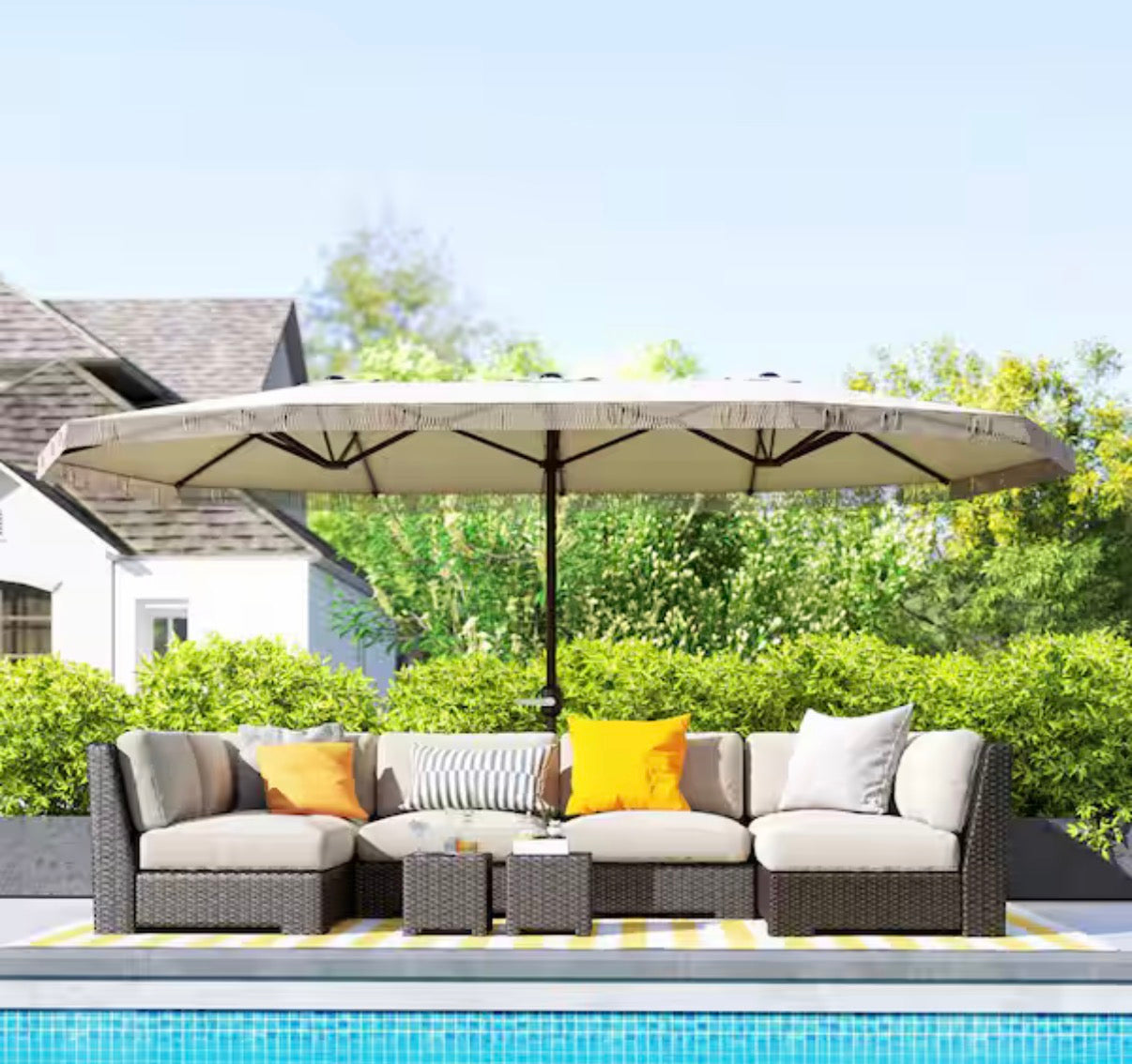 15 ft. Steel Extra Large Market Umbrella with Fringe