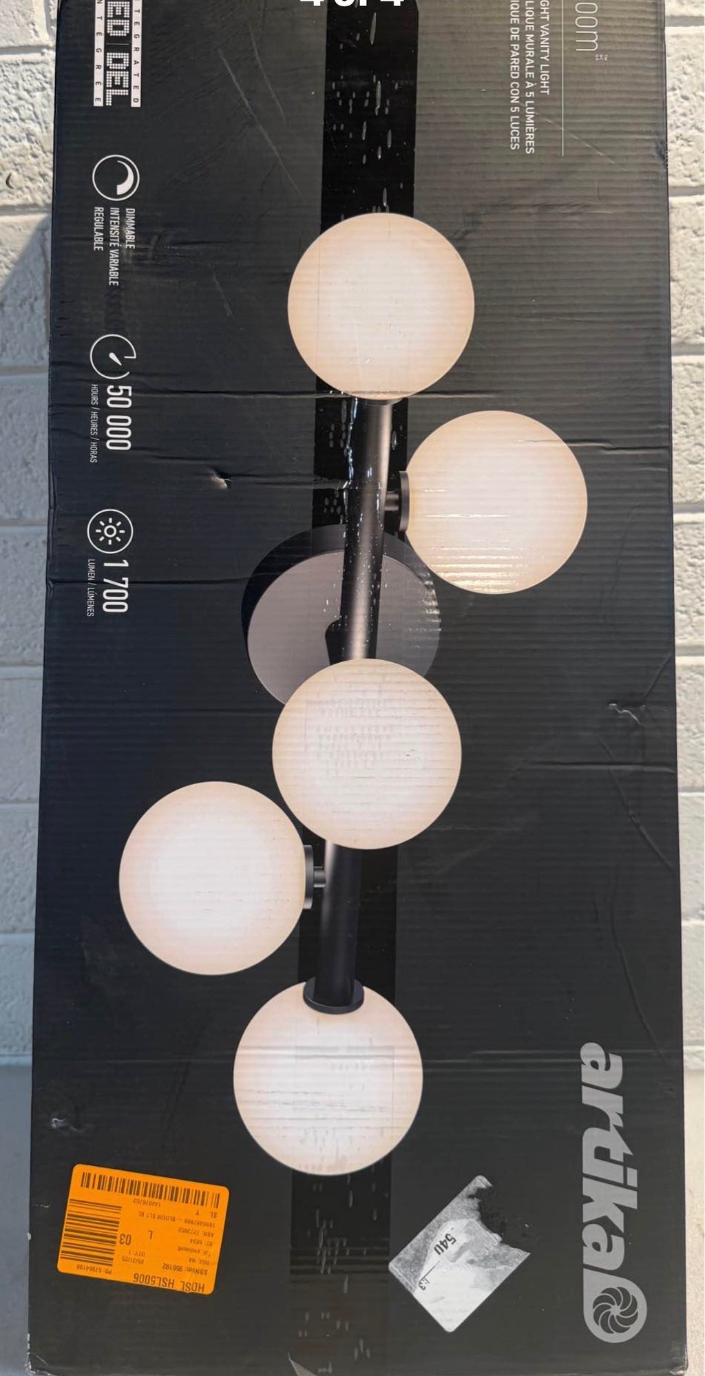 27 in. 5-Light Black LED Vanity Light Bar