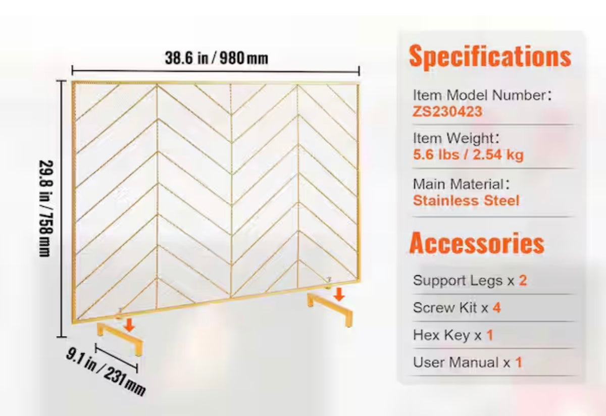 Fireplace Screen Single-Panel Guard Cover