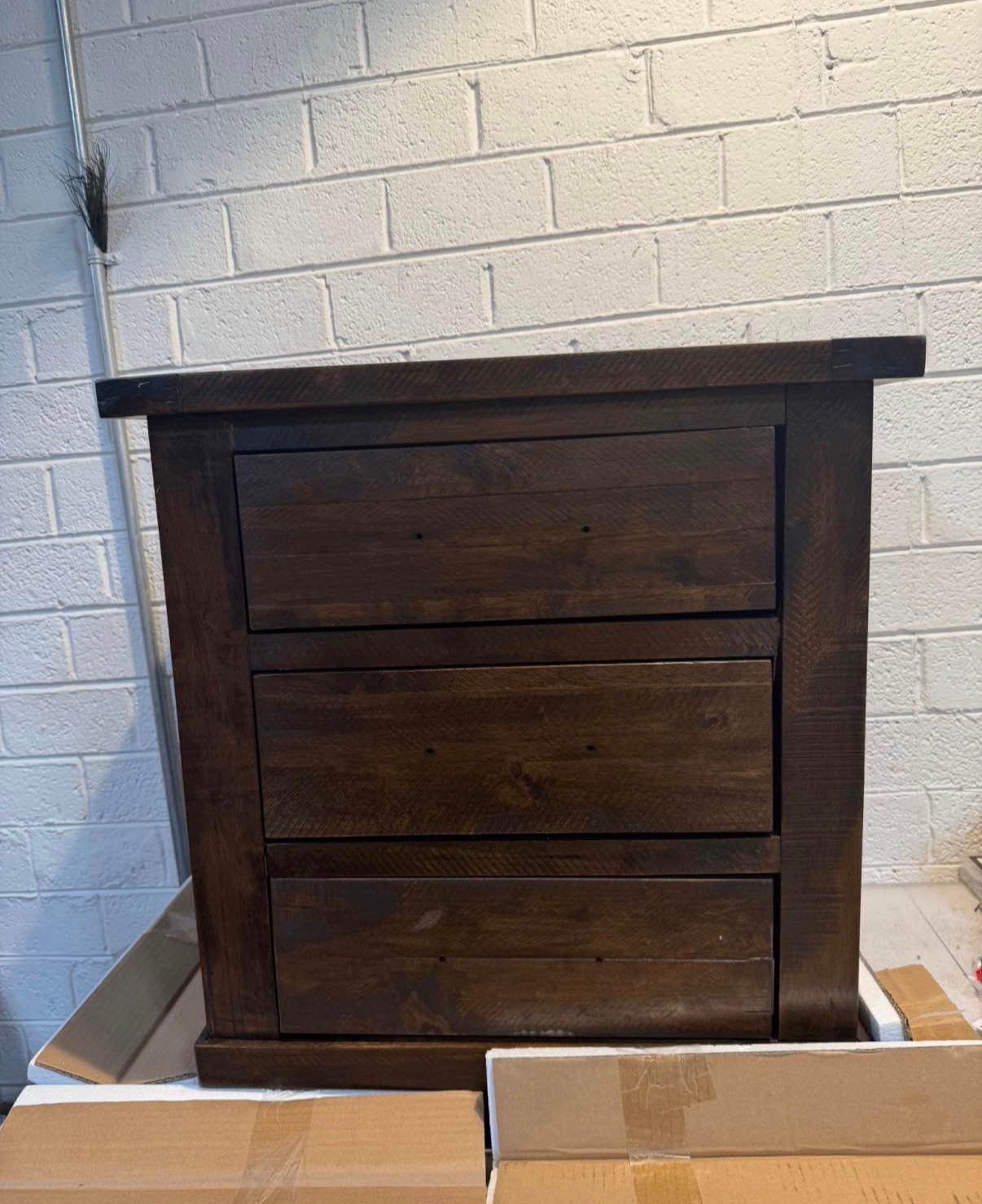 Rustic 3-Drawer Reclaimed Solid Wood Farmhouse Nightstand Set of 2