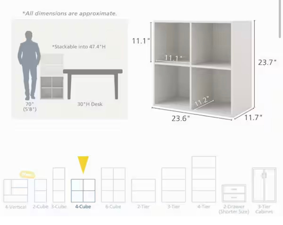 4-Shelf Modern Modular Bookcase