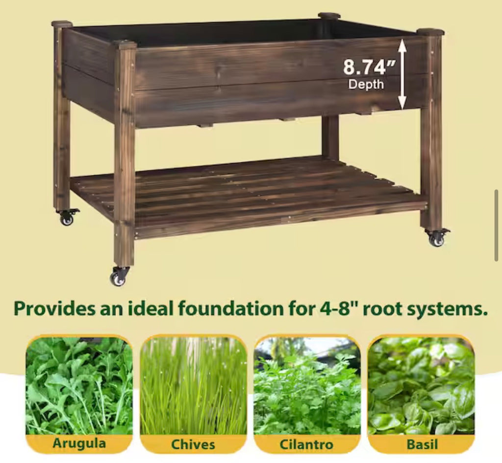 48 in. Raised Garden Bed with Lockable Wheels