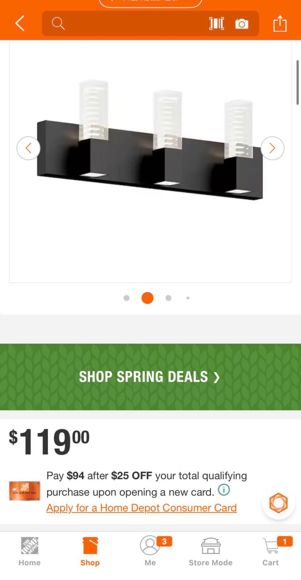 Hologram 24 in. 3-Light Black LED Integrated Vanity Light Bar