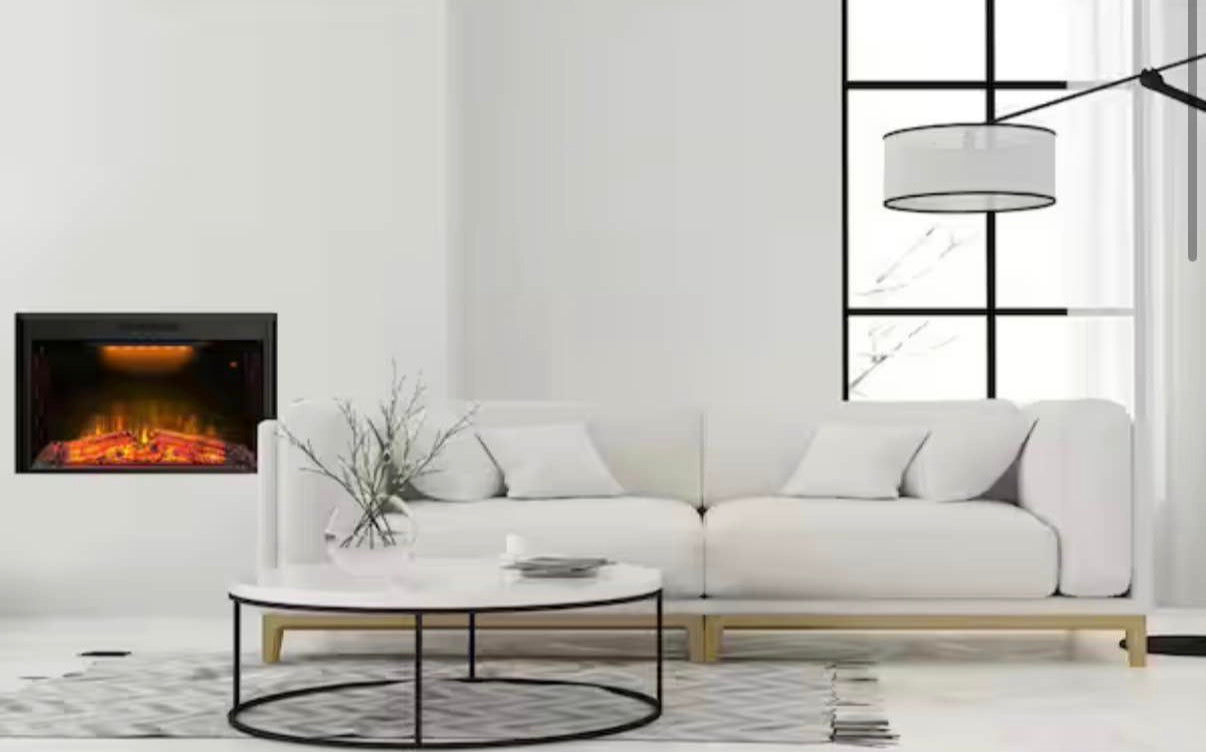 43 in. Classic Brick Background LED Touch Recessed Wall Electric Fireplace