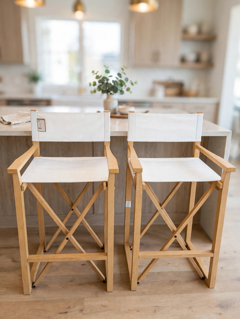 White Director Bar Stools — Set of 2, Solid Wood (Joss & Main)