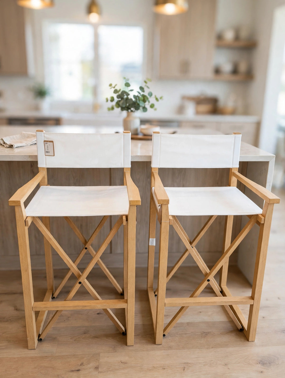 White Director Bar Stools — Set of 2, Solid Wood (Joss & Main)