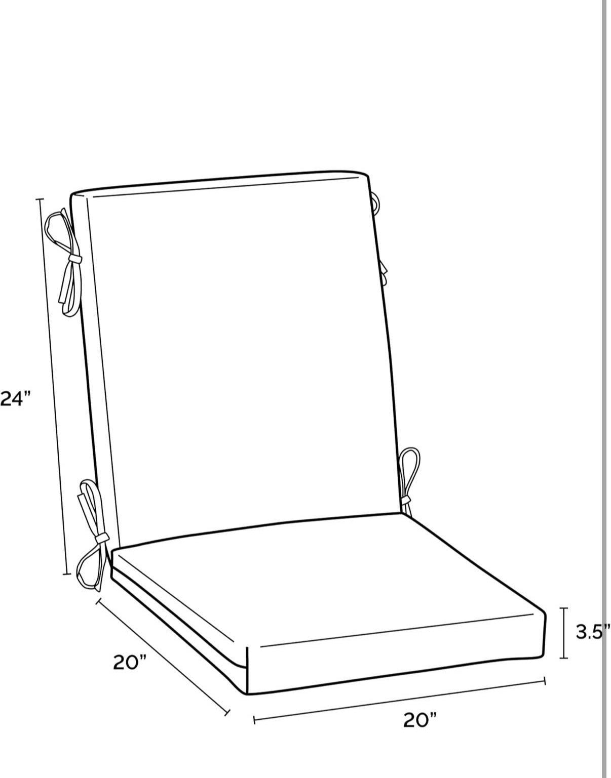 Outdoor Patio Dining Chair Cushion, 20x44