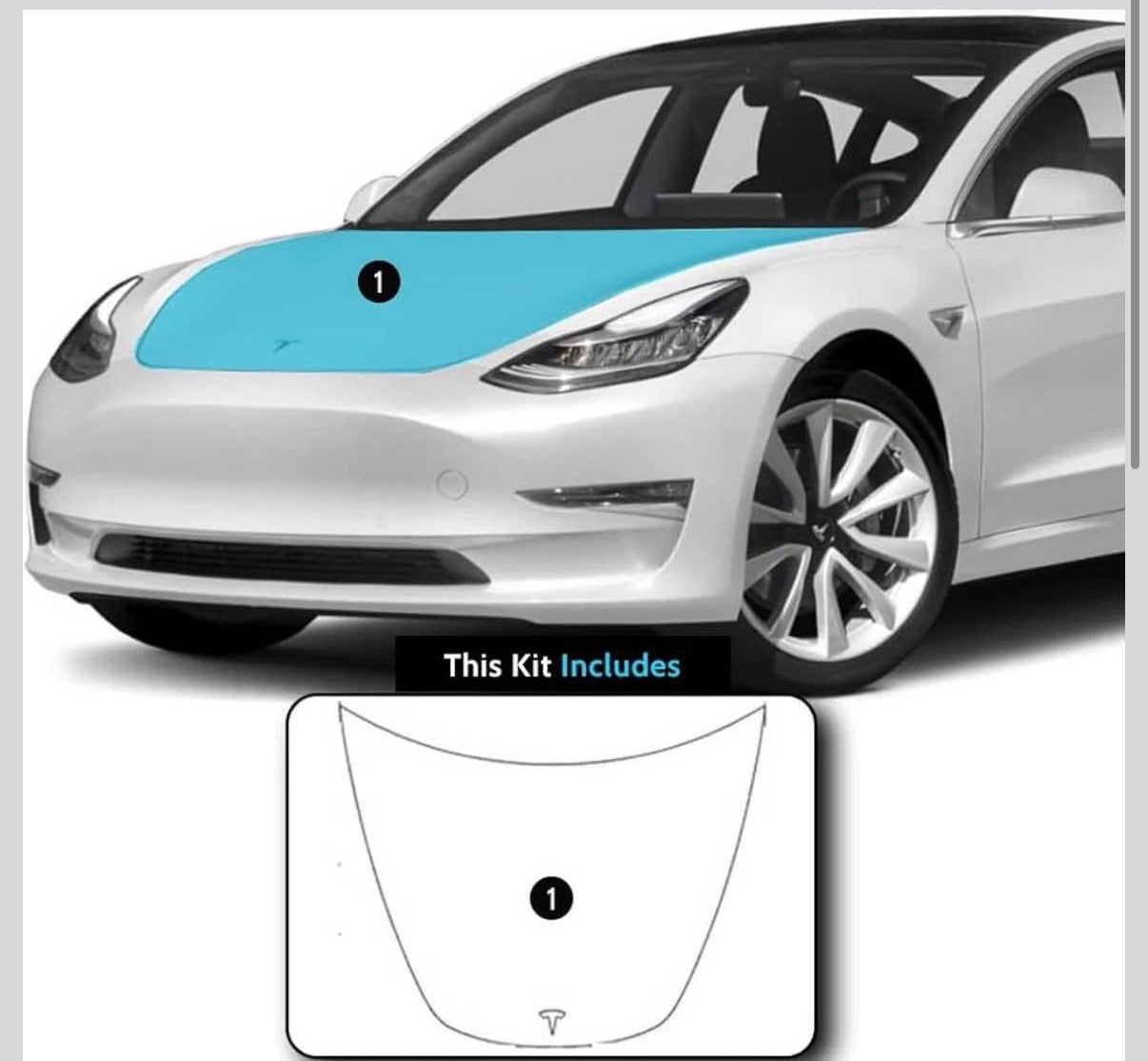 Tesla Model 3 (2017-23) Full Hood PPF Kit TPU Pre-Cut Paint Protection Film