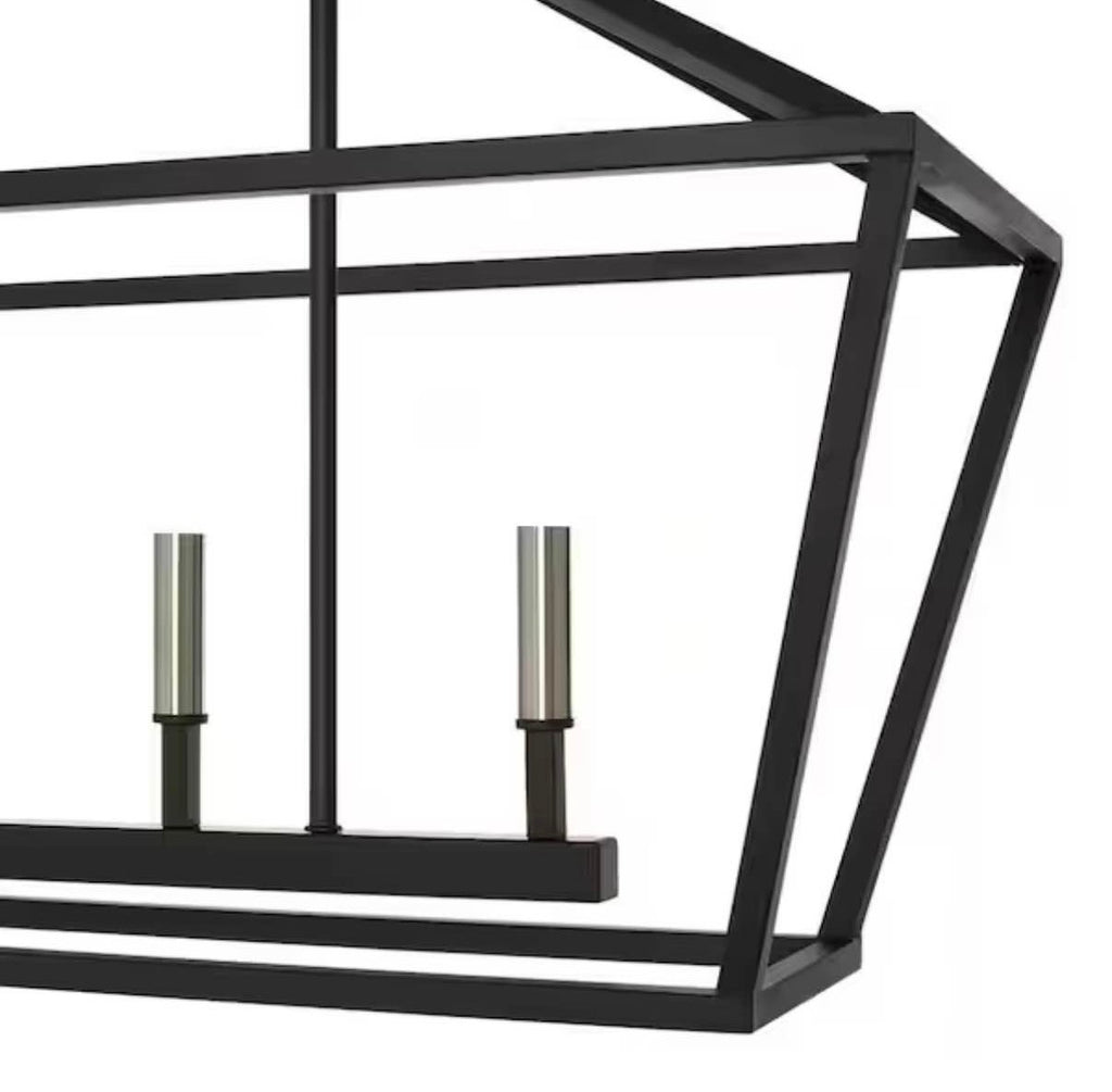 5-Light 40 in. Wide Taper Candle Matte Black Chandelier