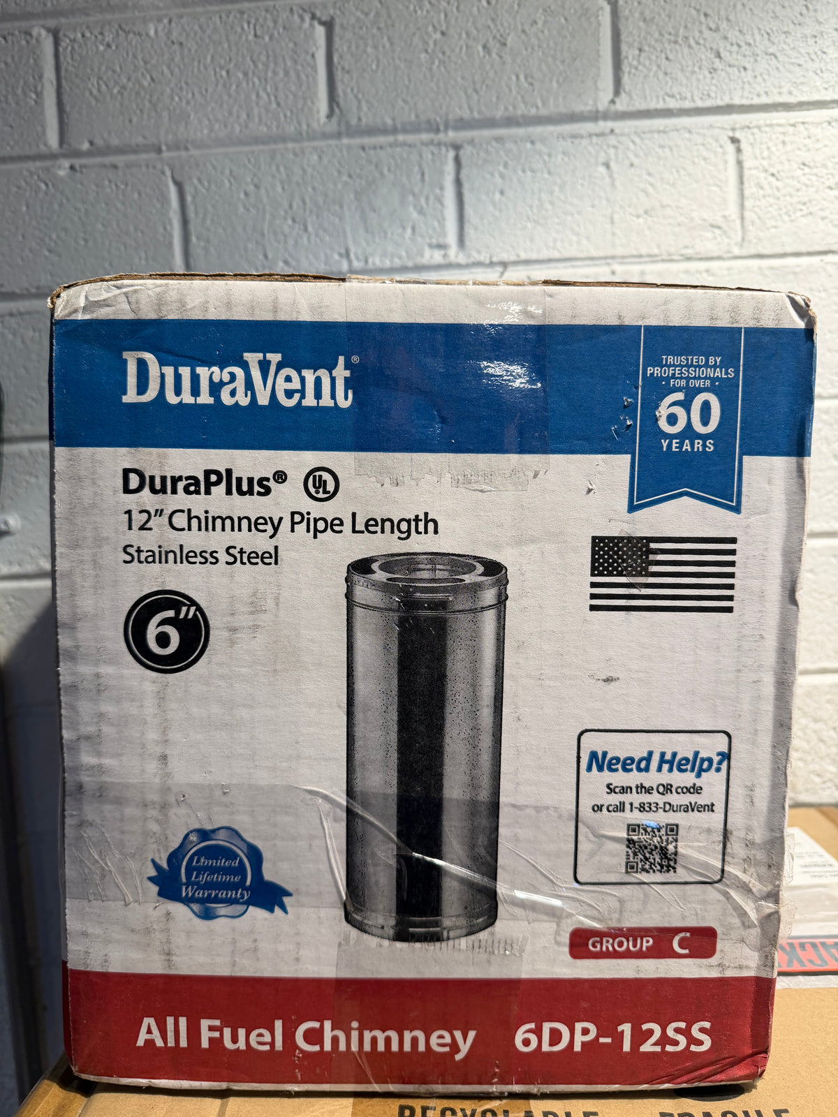 6in. X 12in. Diameter Chimney Pipe, Stainless Steel