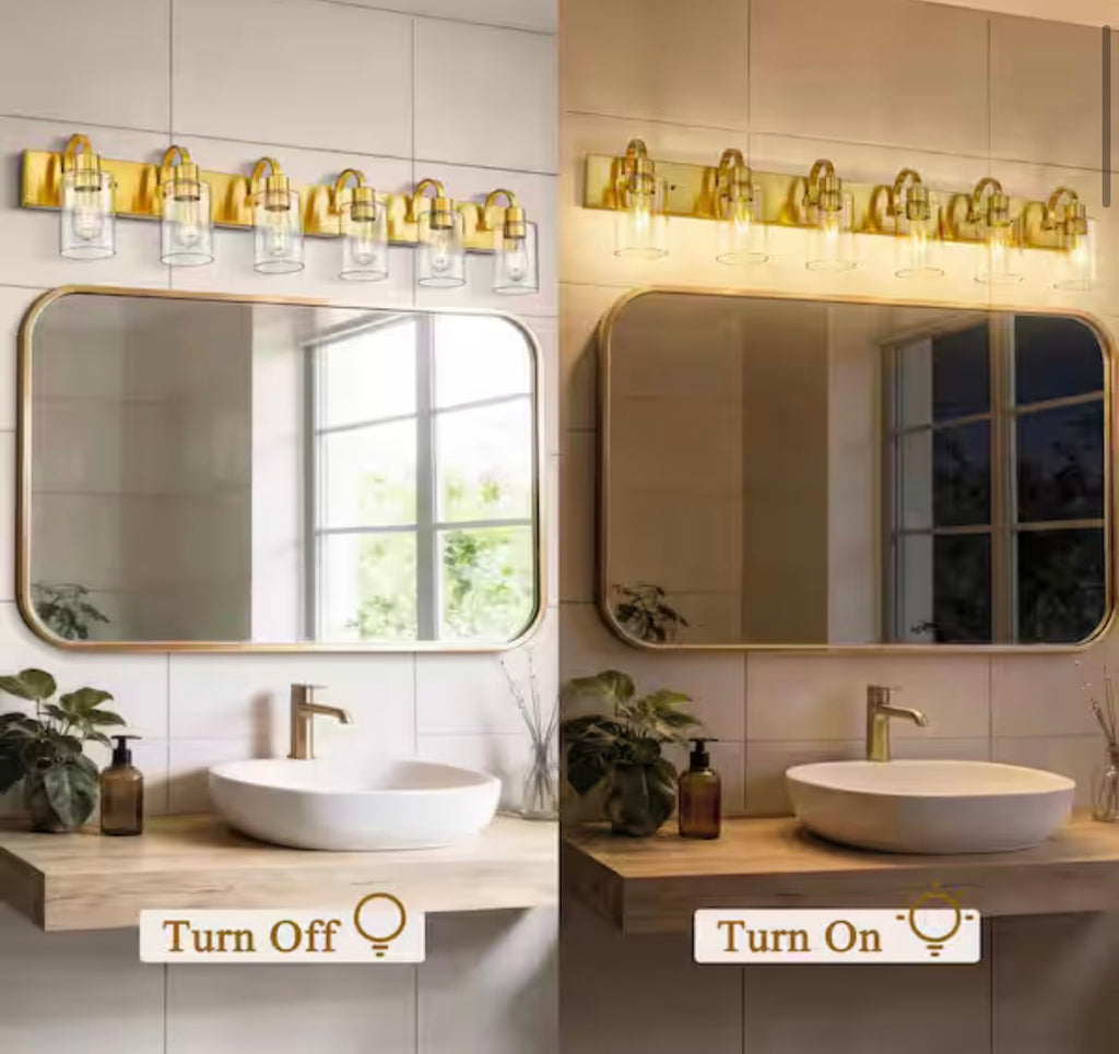6-Light Brushed Gold Vanity Light