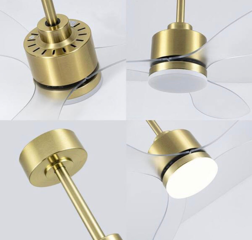 52 in. 3 Clear Blades LED Gold Ceiling Fan