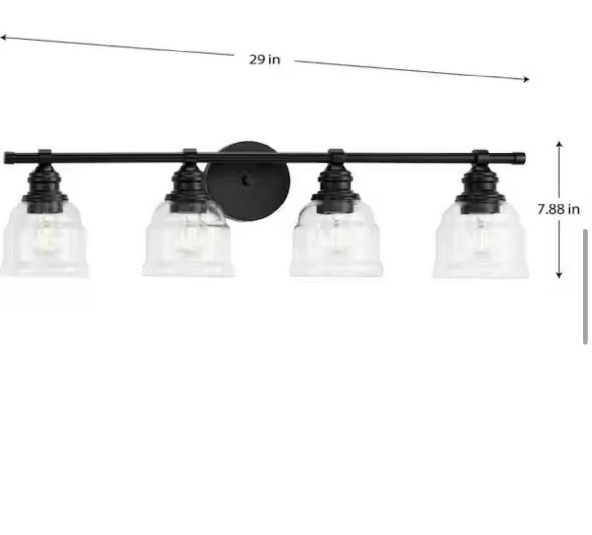 23.5 in. 4-Light Matte Black with Clear Glass Vanity Light