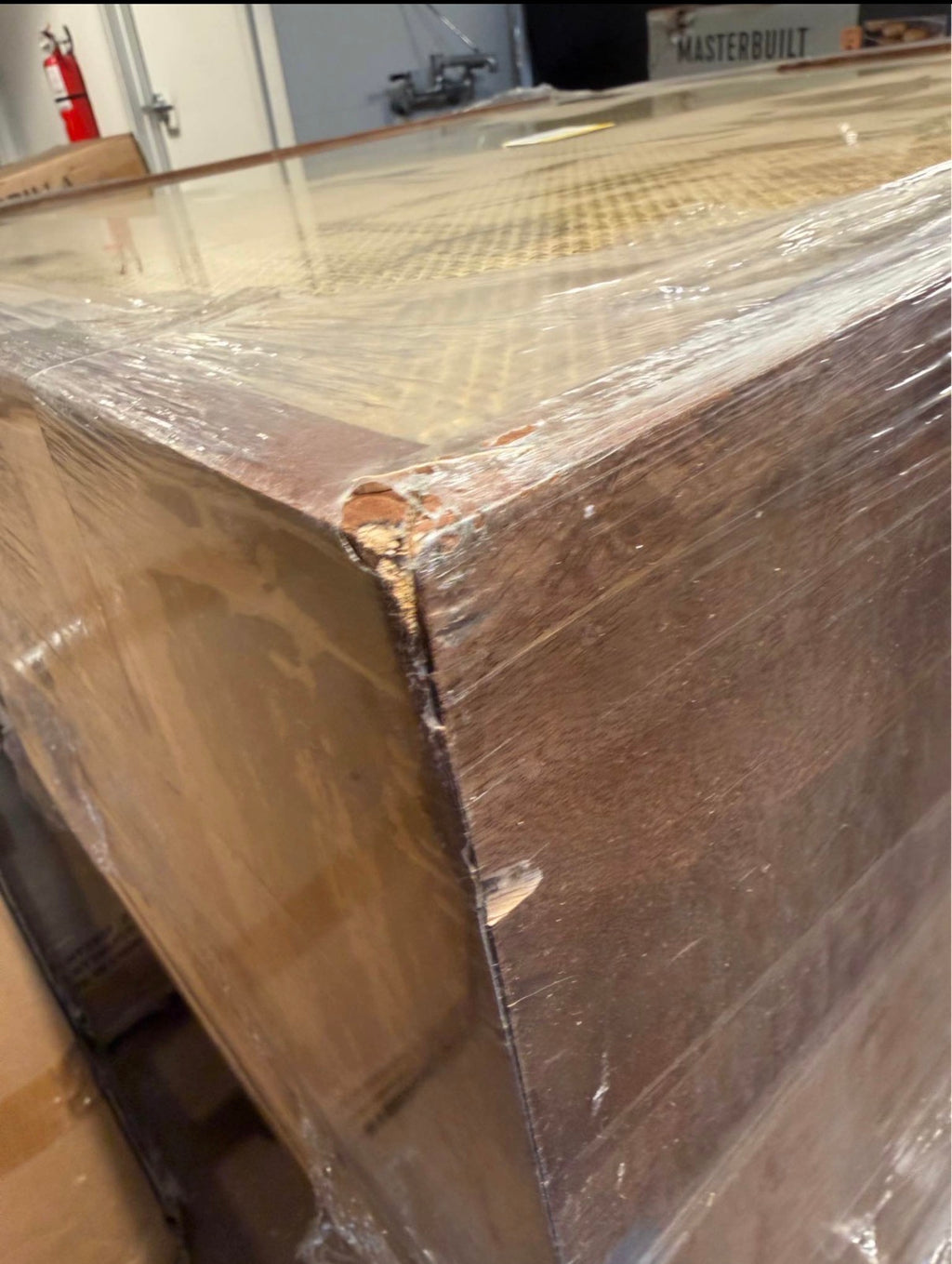 36 in. in Walnut Brown Coffee Table (damaged )