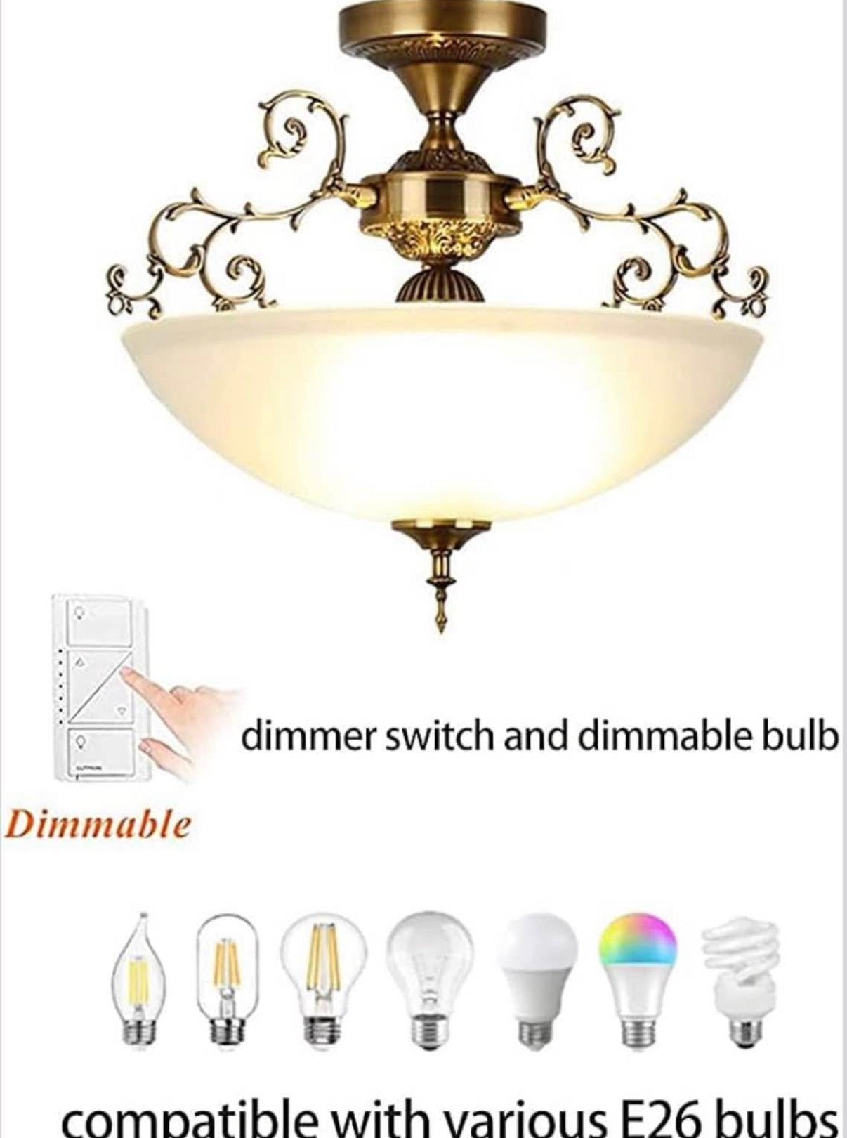 16-inch White Glass Ceiling lamp
