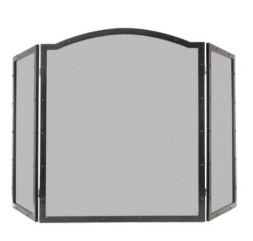 50-in Antique Black Steel 3 -Panel Arched Fireplace Screen