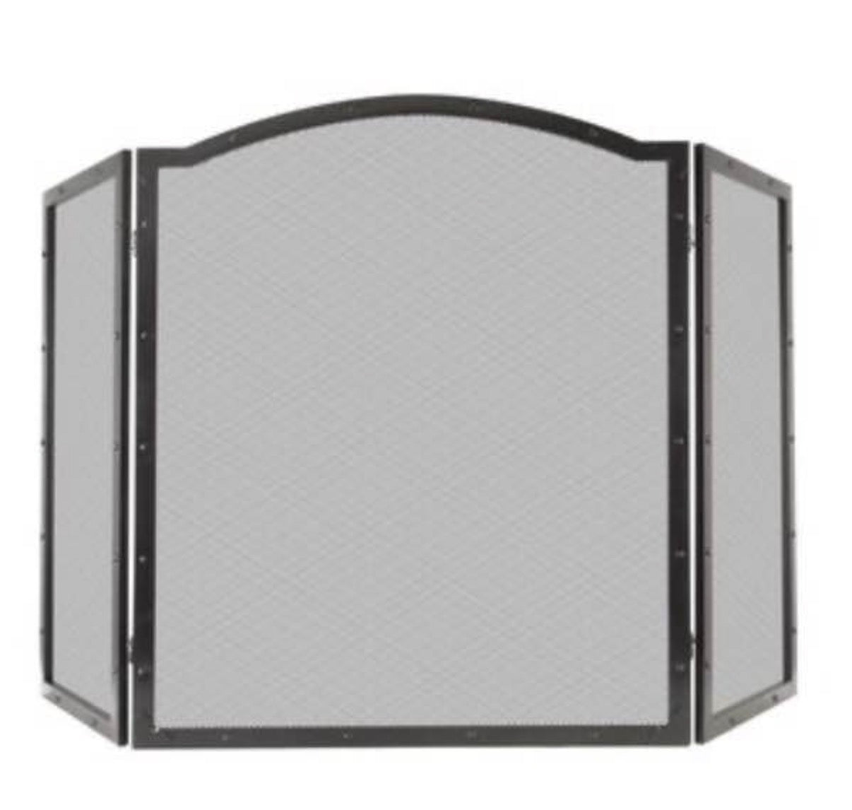 50-in Antique Black Steel 3 -Panel Arched Fireplace Screen