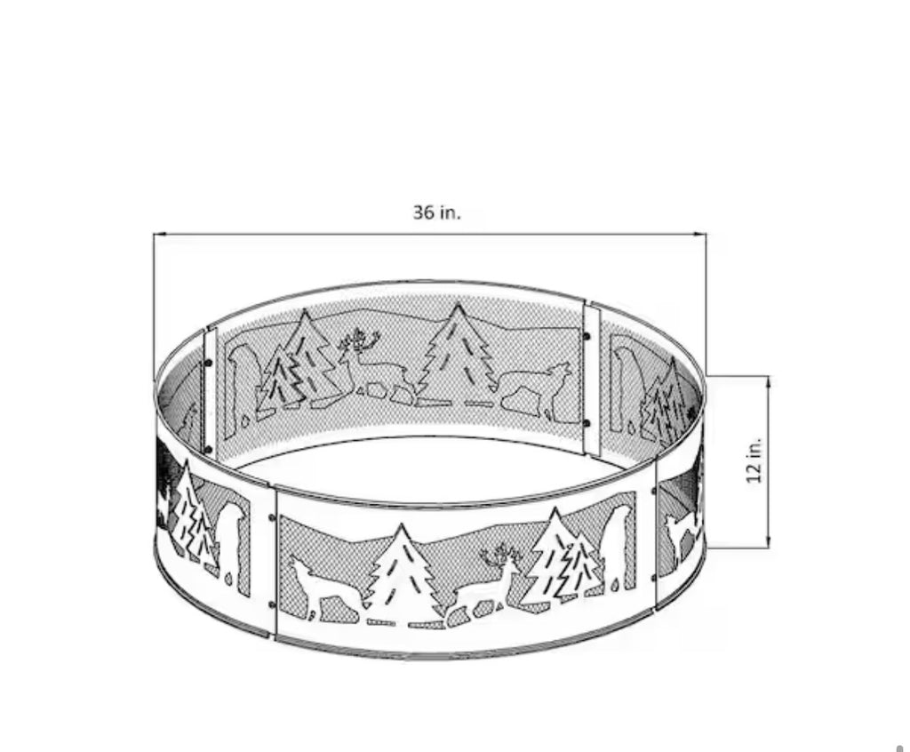 36 in. Metal Wood Burning Outdoor Fire Pit Ring