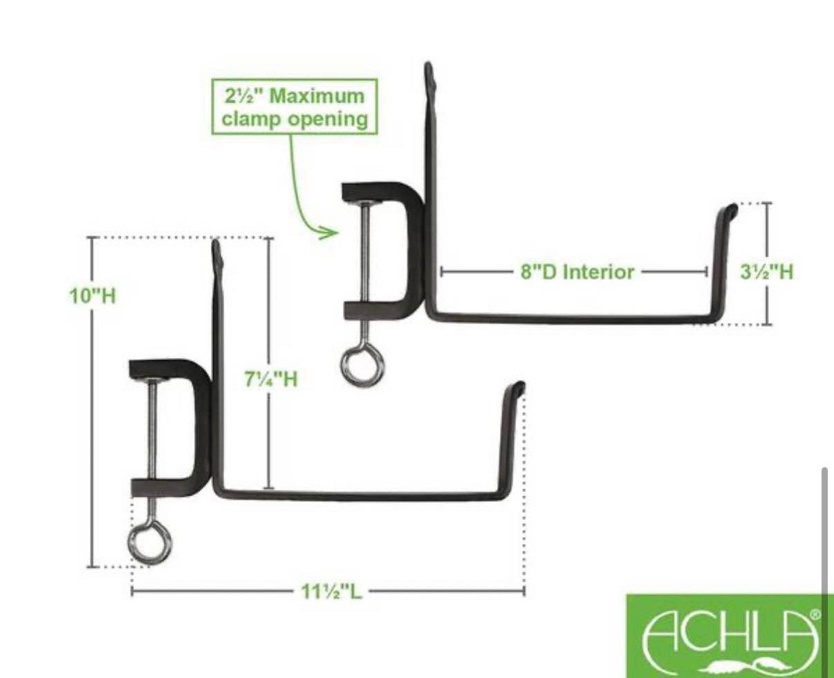 Pair of Clamp-On Flower Box Metal Brackets