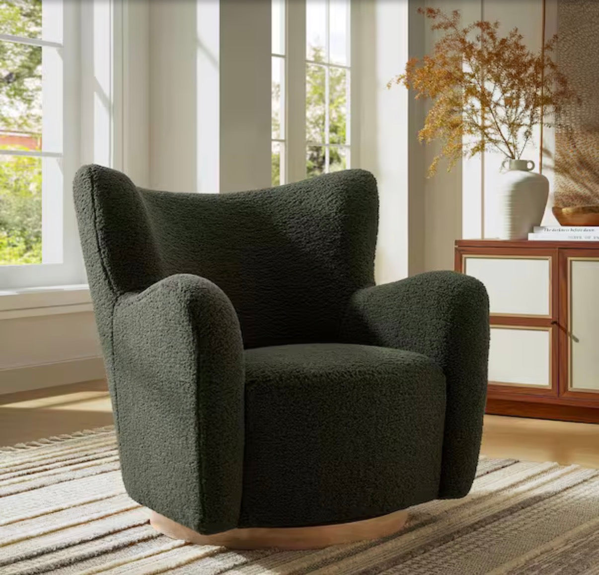 Montrose Wingback Sherpa Swivel Accent Arm Chair