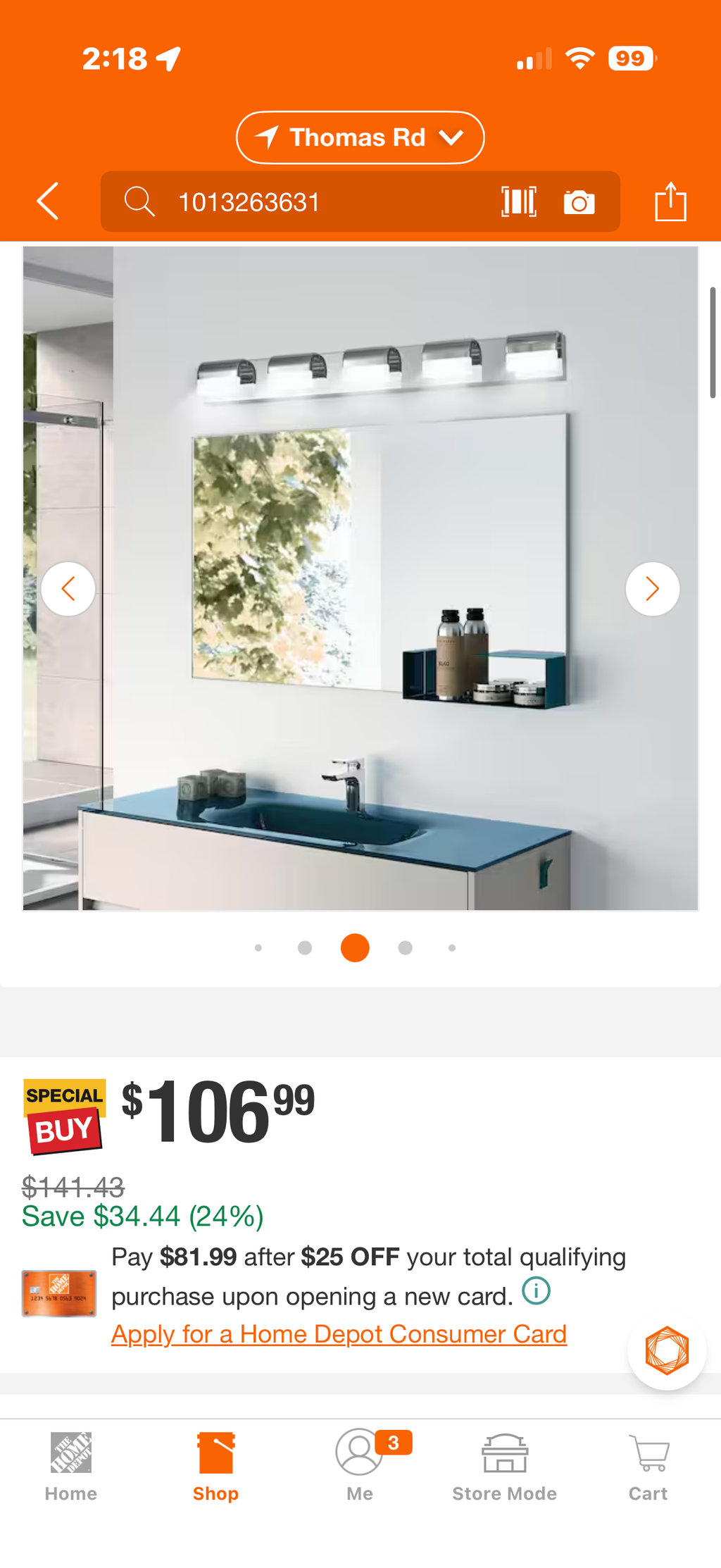 Modern 5-Light Chrome LED Bathroom Vanity Light