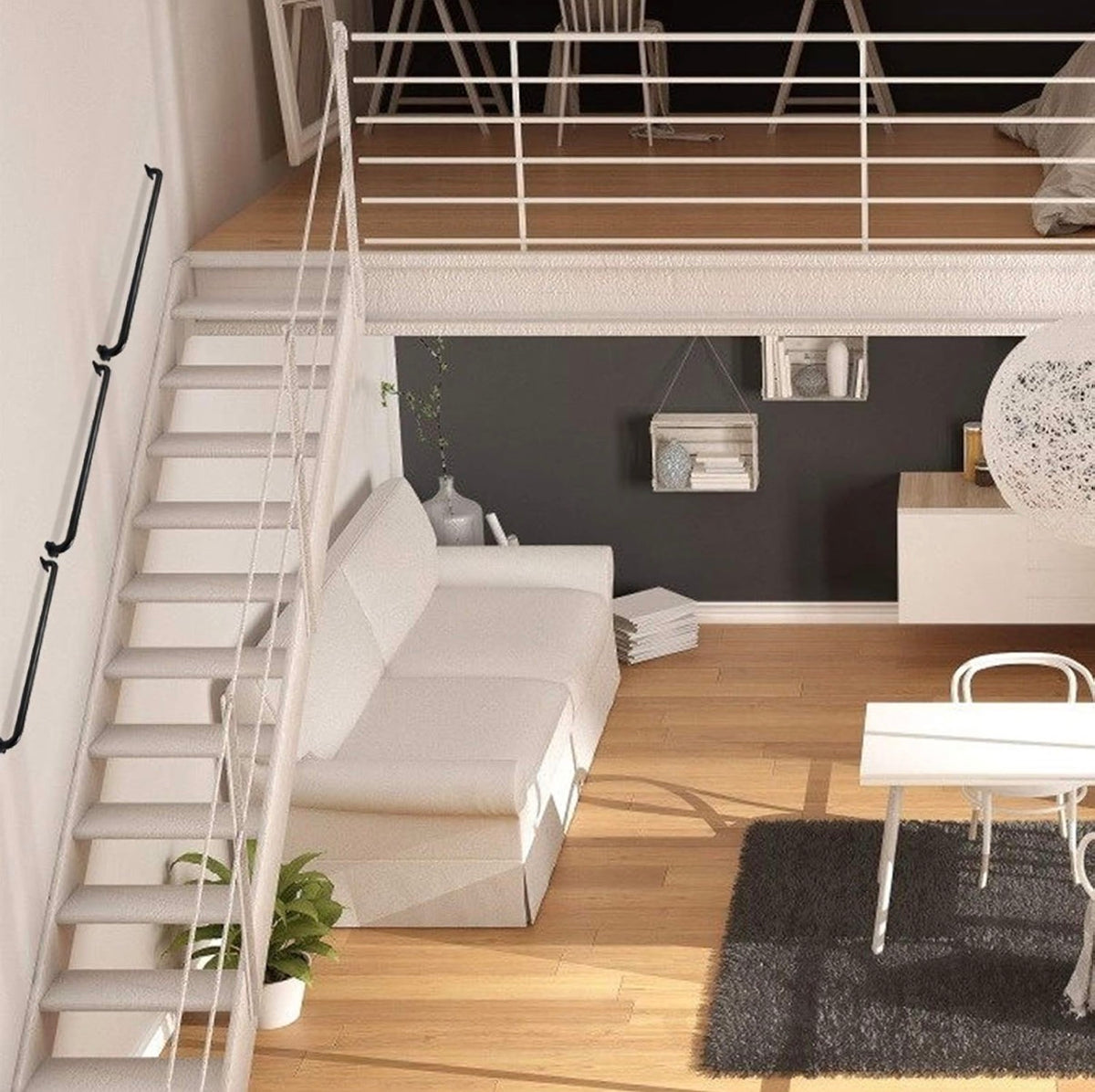24 Inch Black Metal Stair Railing
