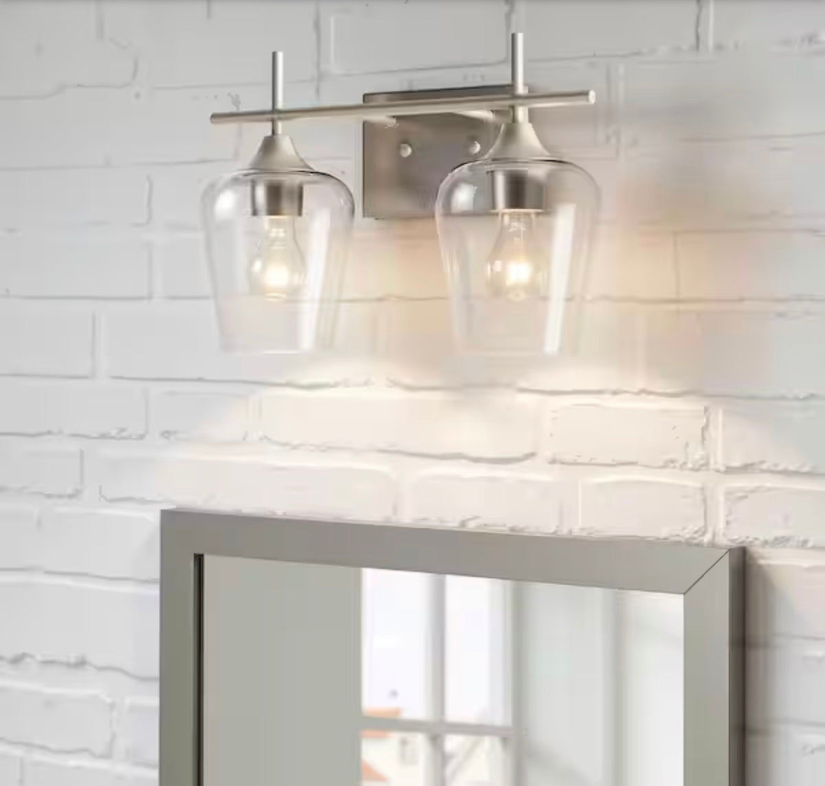 2-Light Brushed Nickel Wall Sconce Vanity Lights