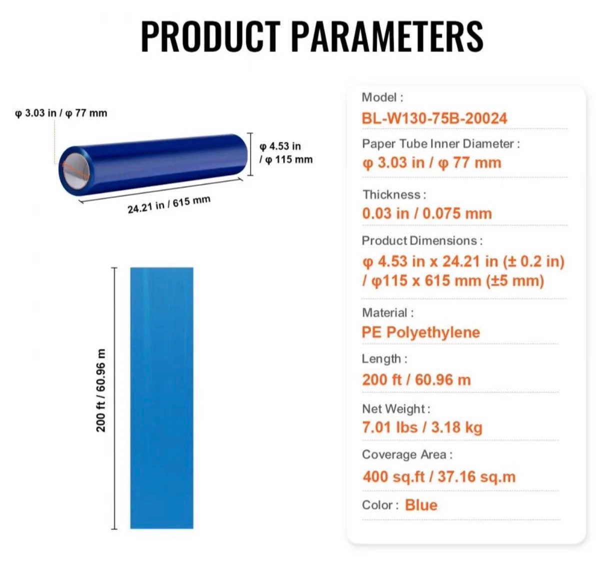 Carpet Protection Film, 24" x 200'