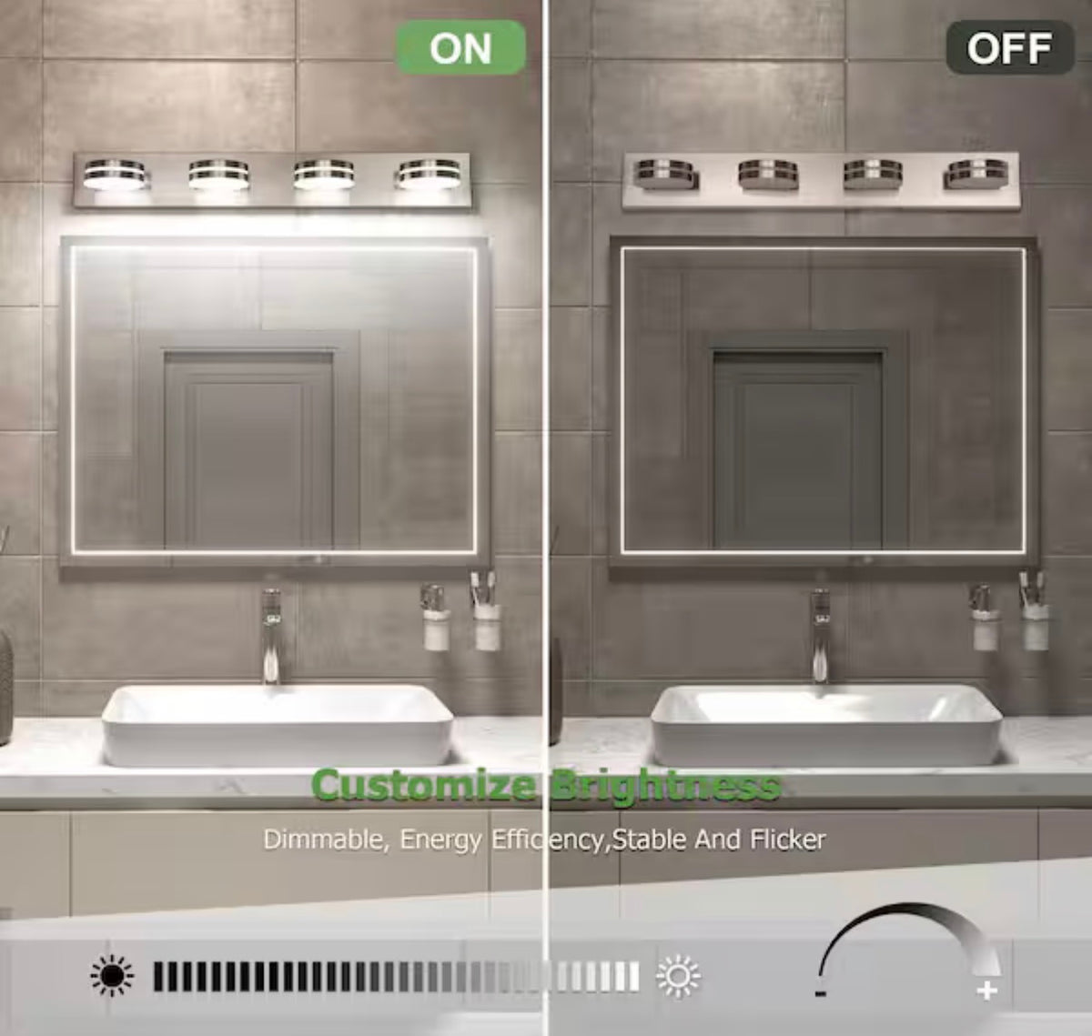 4-Light Nickel LED Vanity Light
