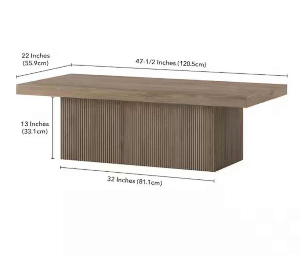 Torren 47.5 in. Antiqued Gray Oak Rectangle MDF Top Coffee Table