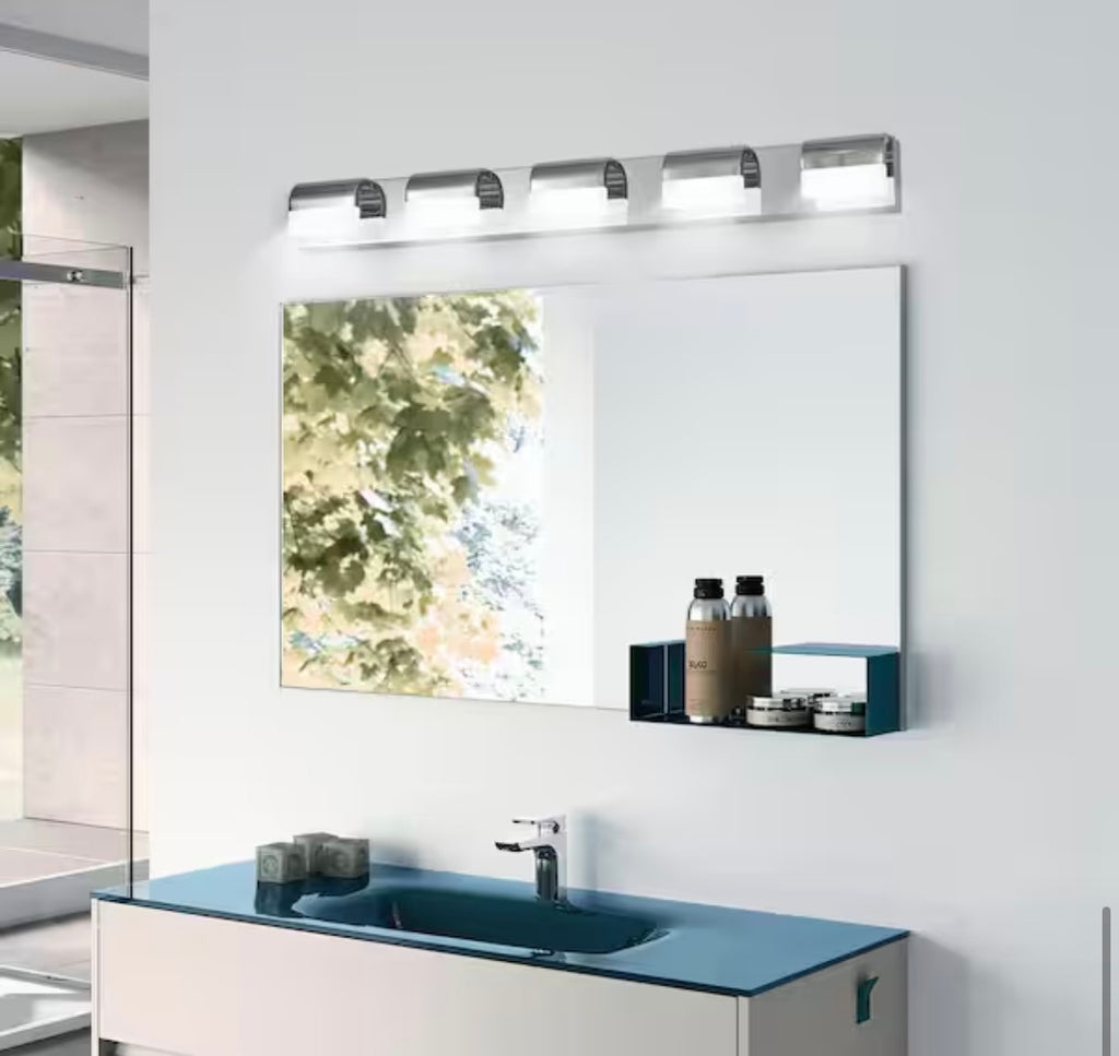 Modern 5-Light Chrome LED Bathroom Vanity Light