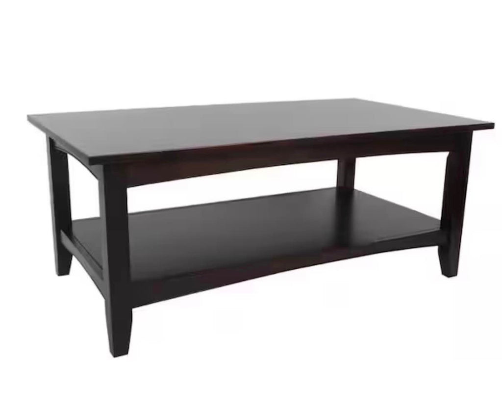 Shaker 42 in. Espresso Rectangle Wood Top Coffee Table with Shelf