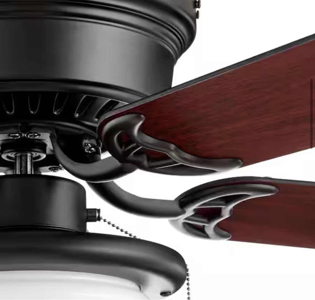 Hugger 44 in. LED Indoor Matte Black Ceiling Fan with Light Kit