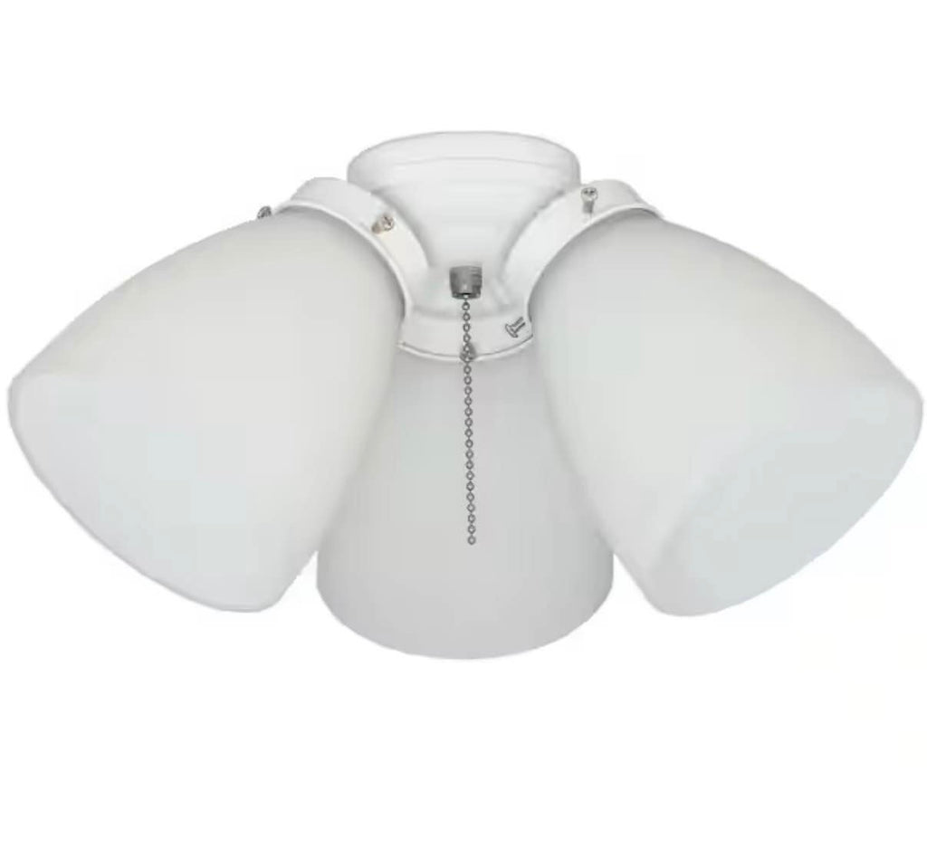 3-Light White Ceiling Fan Shades LED Light Kit