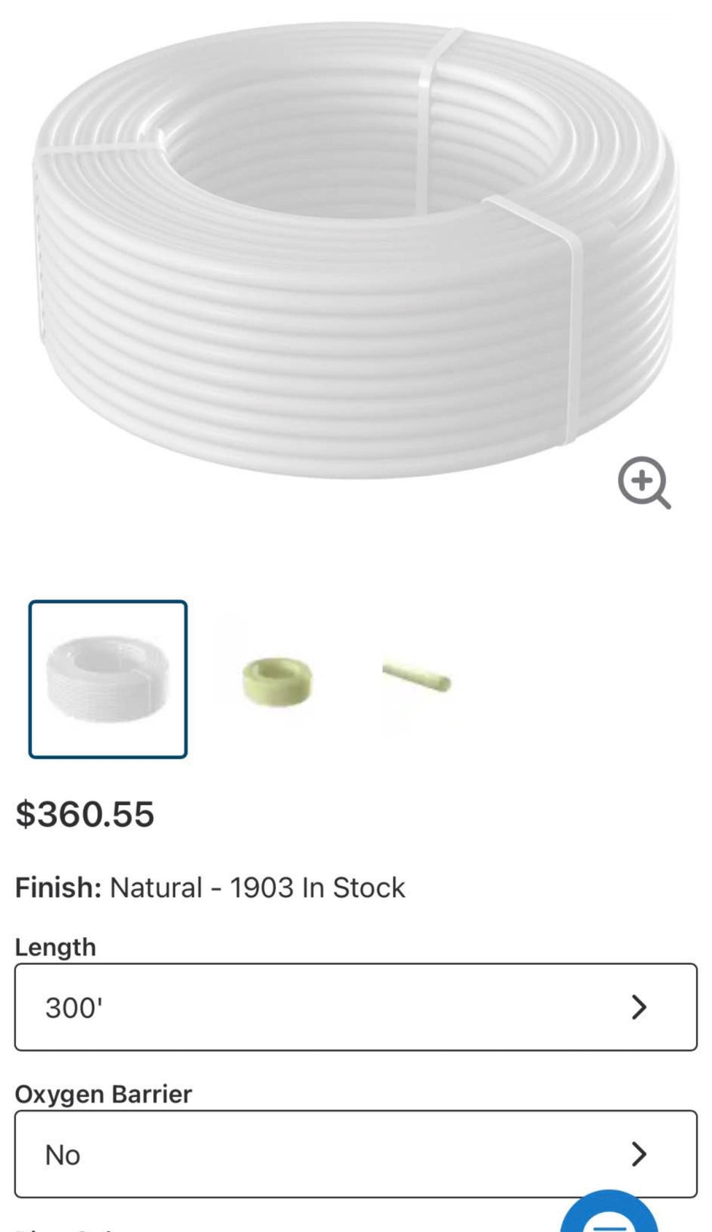 3/4" x 300' White PEX-A Pipe for Potable Water, Coil