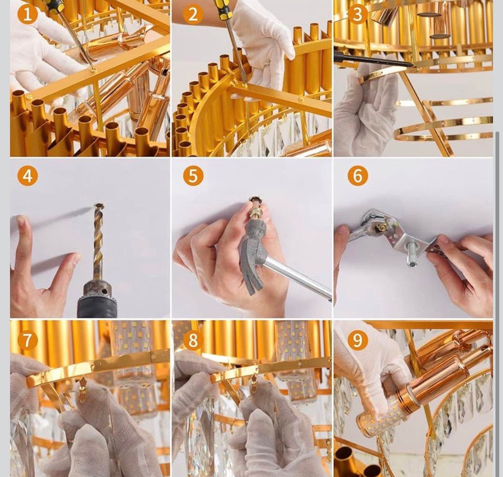 Modern Crystal Gold Chandelier 12 Lights