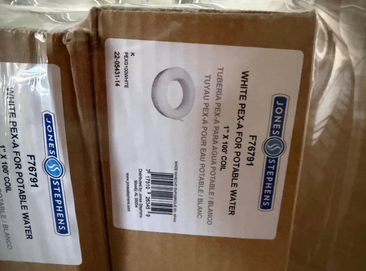 Jones Stephens 1" x 100' Natural PEX-A Pipe for Potable Water - Coil