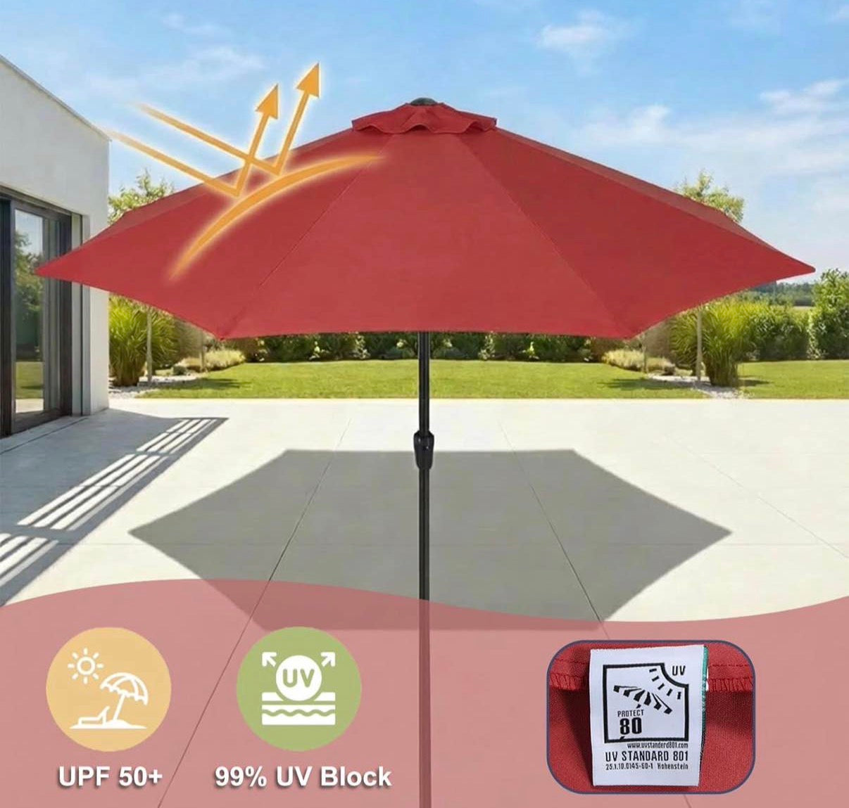 Patio Umbrella Replacement Canopy for 10 ft 8 Ribs