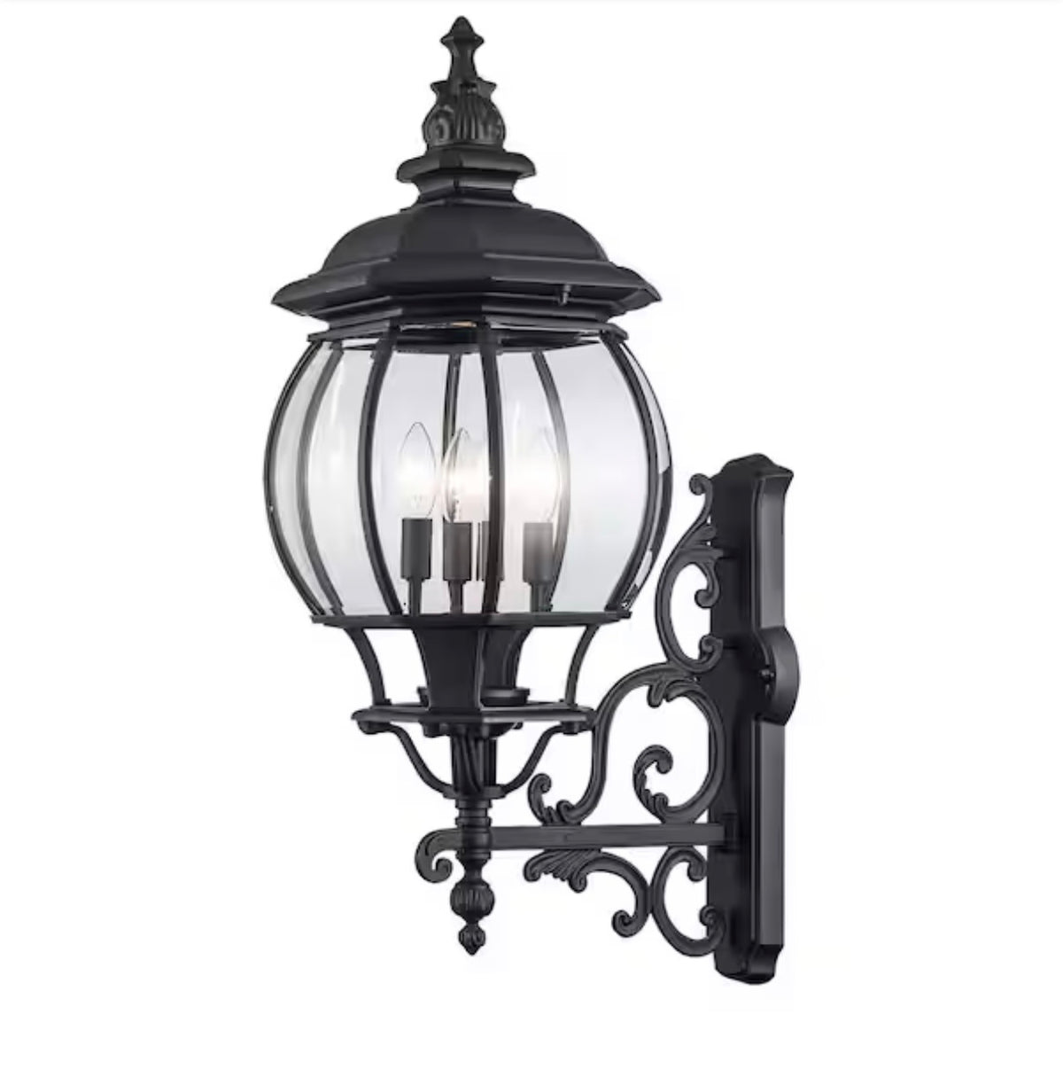 Francisco 29.5 in. 4-Light Black Coach Outdoor Wall Light