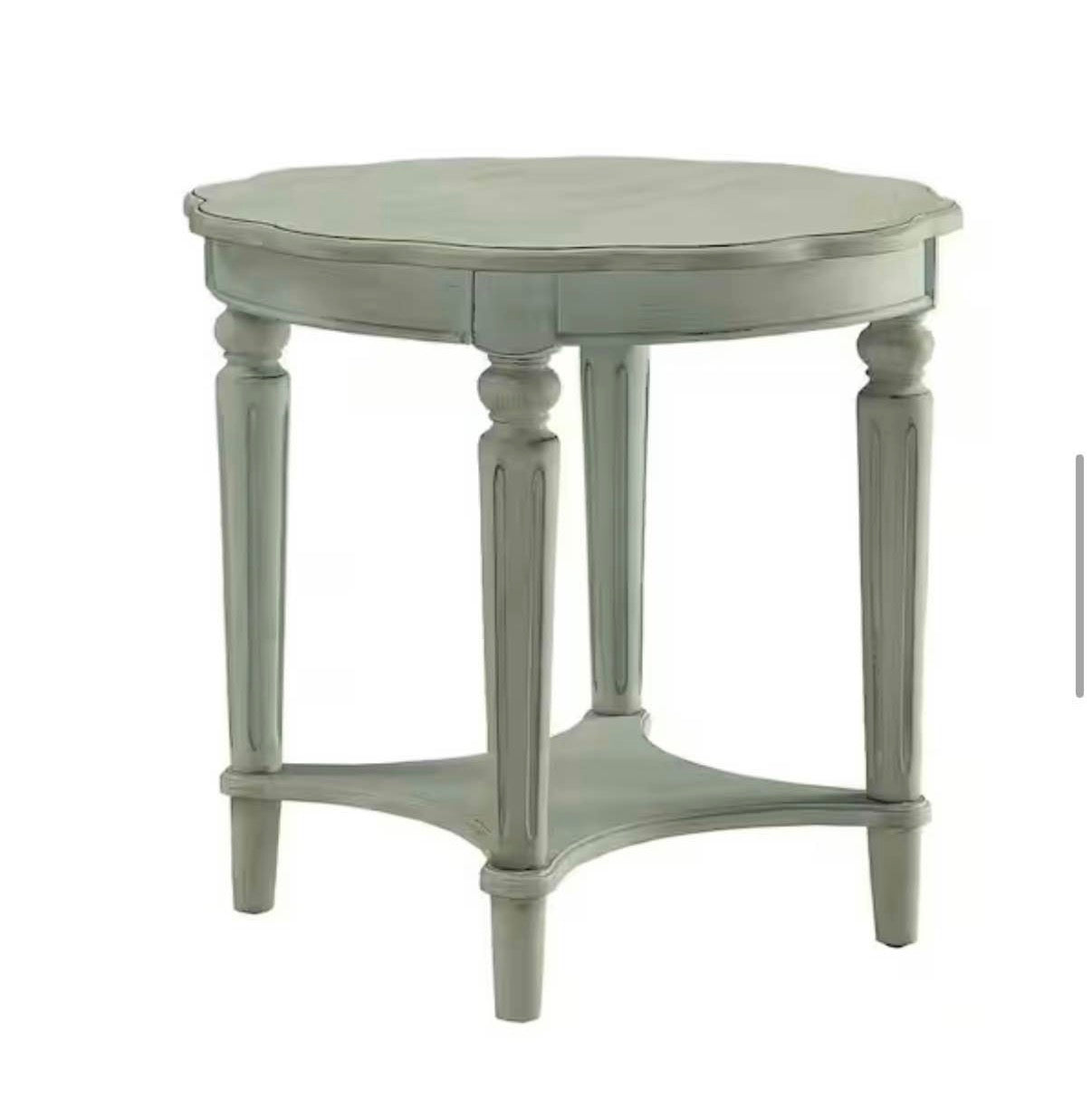 Acme Fordon Round Wooden End Table Antique Green